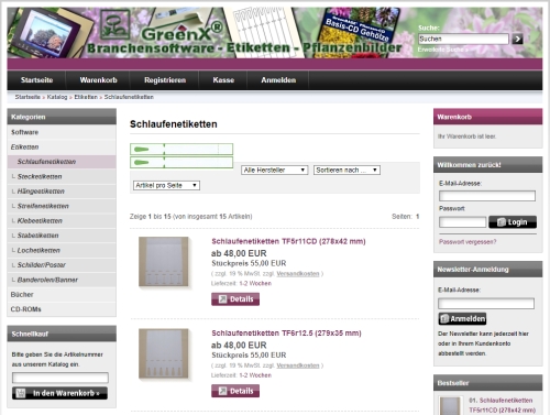 Screenshot Onlineshop